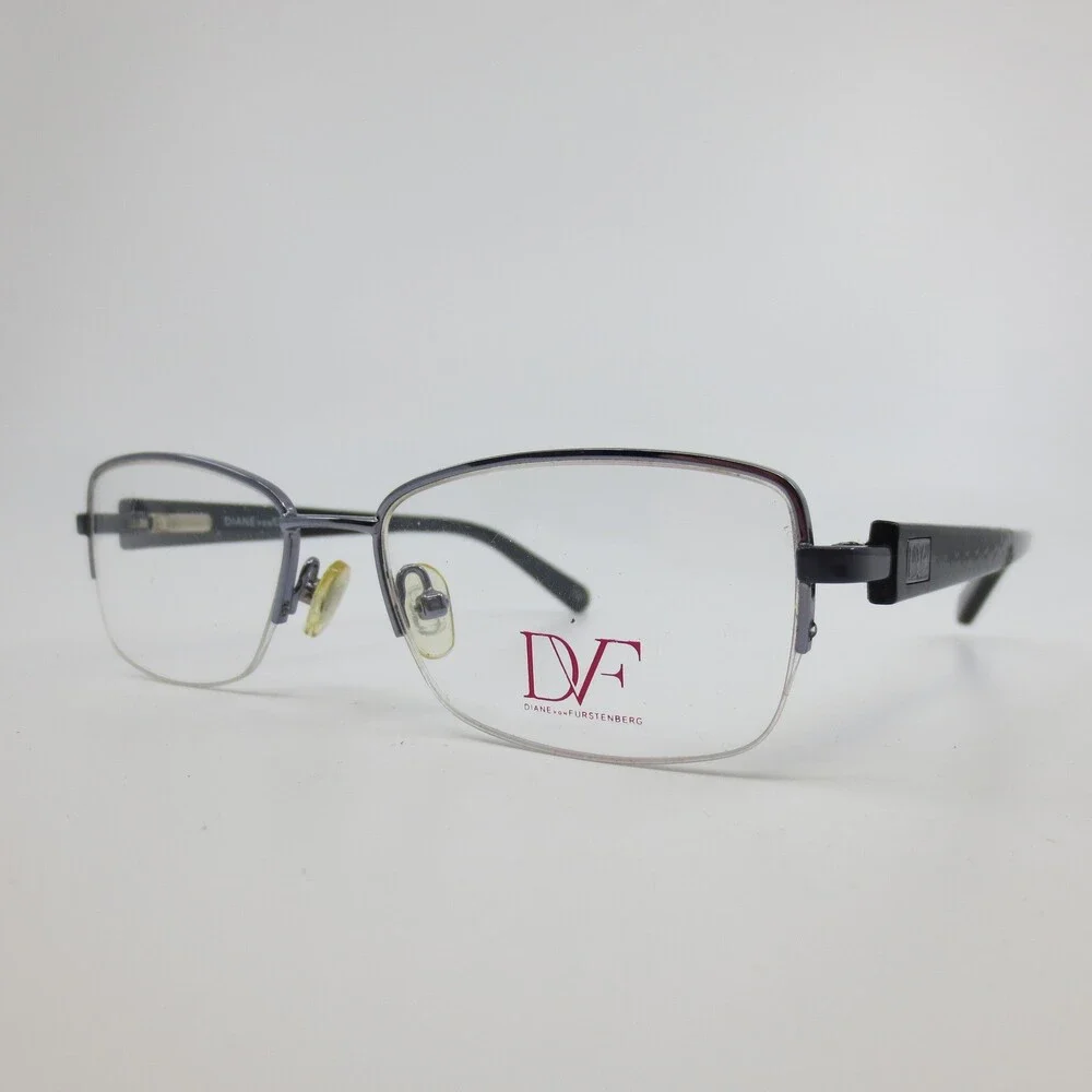 Diane von Furstenberg DVF8033 403 Navy Purple Semi Rimless Eyeglasses 50-16-135